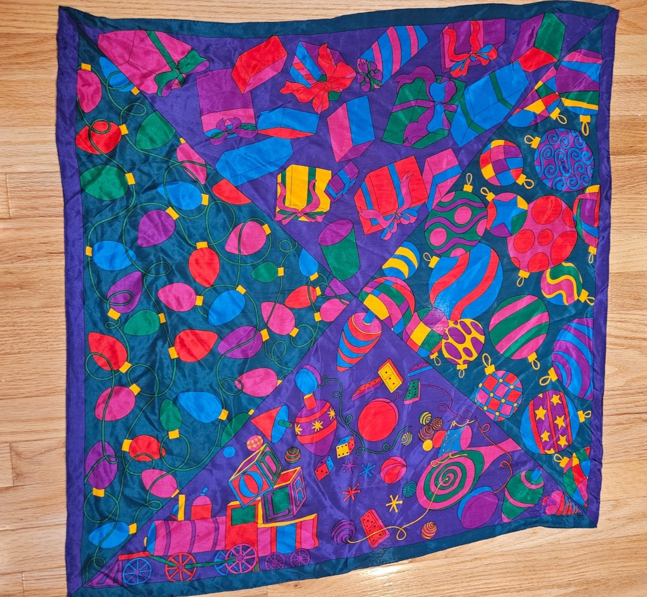 Vintage Oscar De La Renta Studio Christmas Silk Scarf