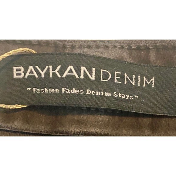 Baykan Denim Brown Velvet Flocked Flare Jeans Designer Sample One of a kind