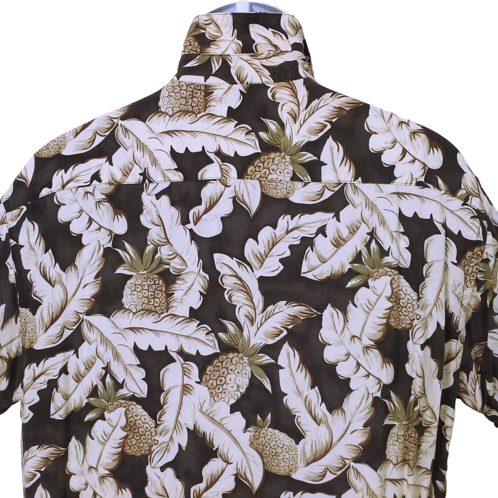 Vintage 80s Campia Moda Korea-Made Rayon Aloha Shirt -L Tropical Pineapple Palm