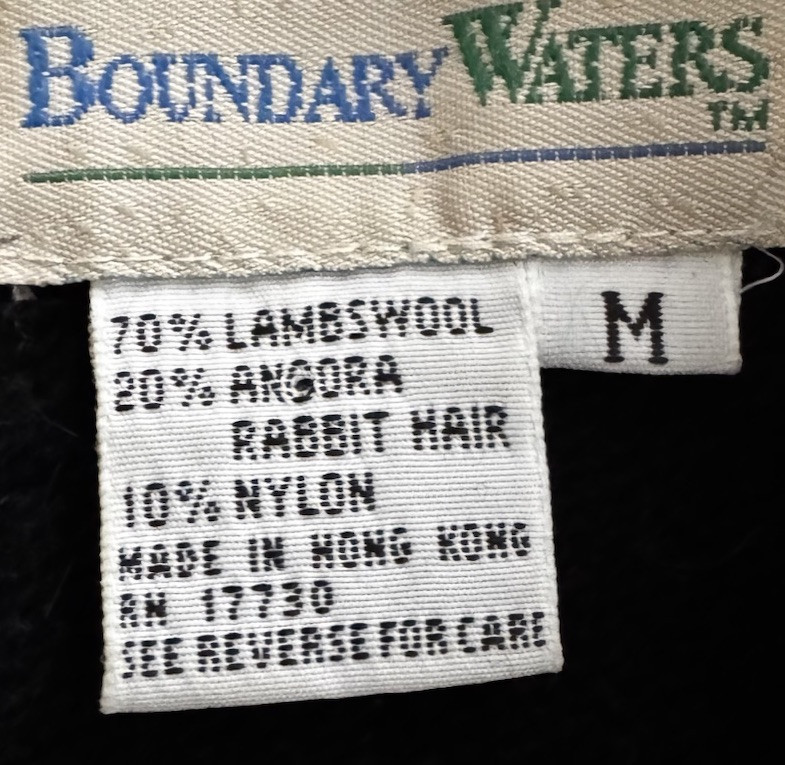 Vtg Boundary Waters Black Angora Lambswool Beaded Sweater Tunic M Embellished