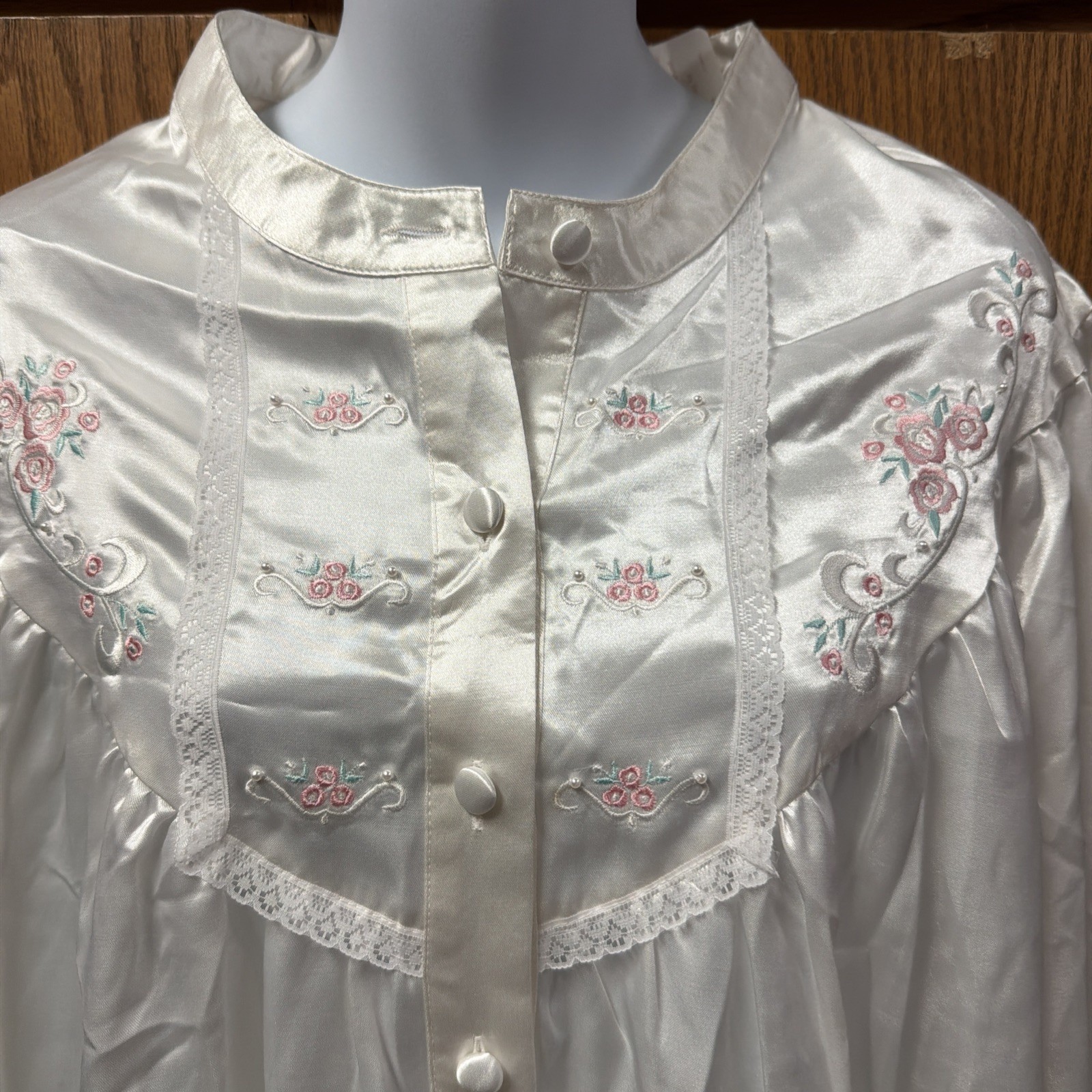 Vintage Ashley Taylor Plus Brushed Satin Maxi Nightgown 2XL NOS
