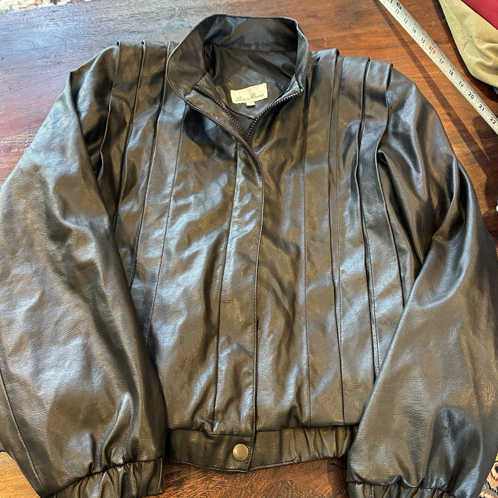 Vintage 80s Halloween Use ? Jacket Women Size 7 Faux Leather Thriller Style Crop