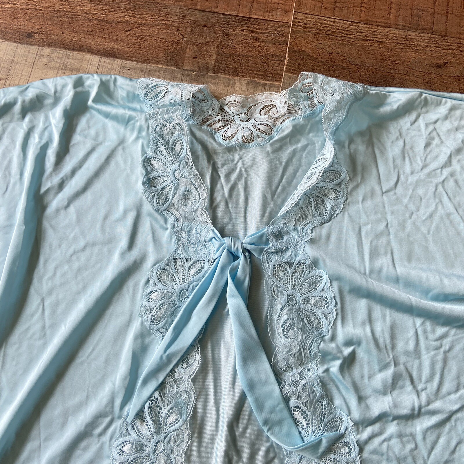 NWT Vintage Shadowline Peignoir China Blue Small 2 Piece Nightgown Robe Lace USA