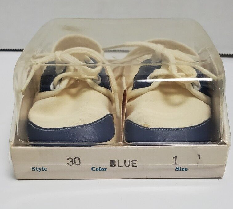 VTG Mrs Days Ideal Baby Crib Saddle Shoe Size 1 Style 30 Color Blue Original Box