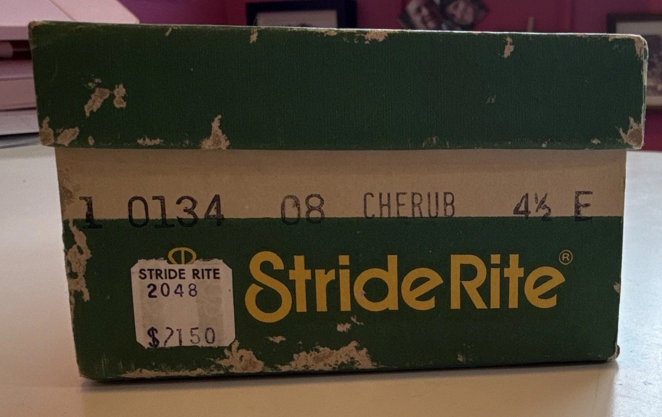 Vintage Stride rite Moccasin Baby Shoes 4.5 E White 80s With Original Receipt