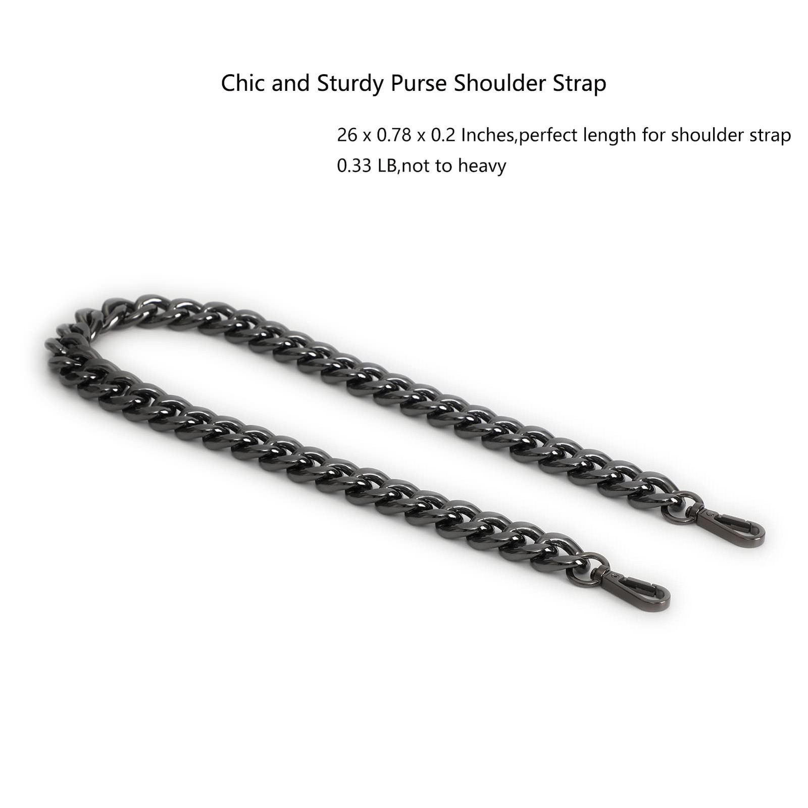 Xiazw 26 Inch Chic Metal Purse Chain Strap Handle 26 Inch, Black – Grey