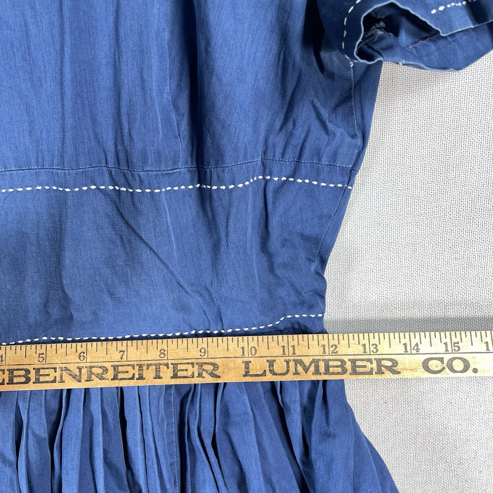 VINTAGE 50s 60s Fit and Flare Dress Womens Size Small Blue Cotton