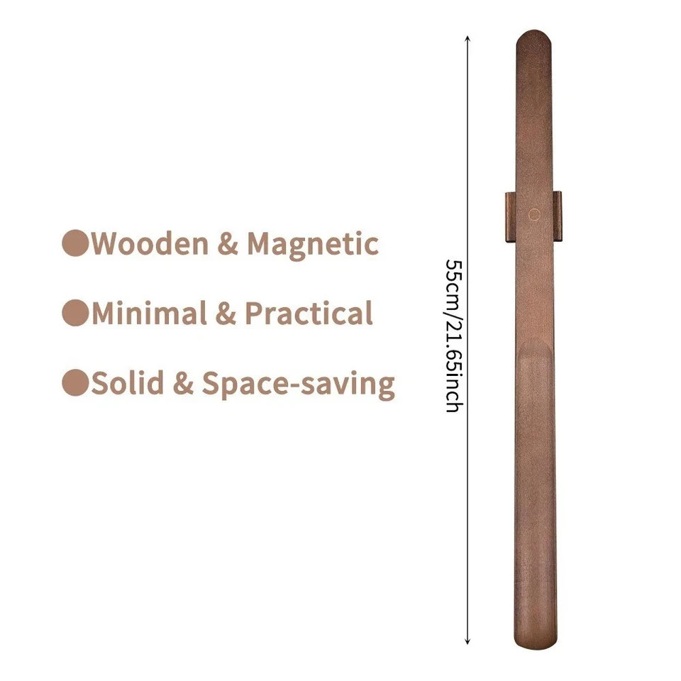 55cm Long Shoe Horn for Seniors – Beech Wood, No-Bend Design, Magnetic Base