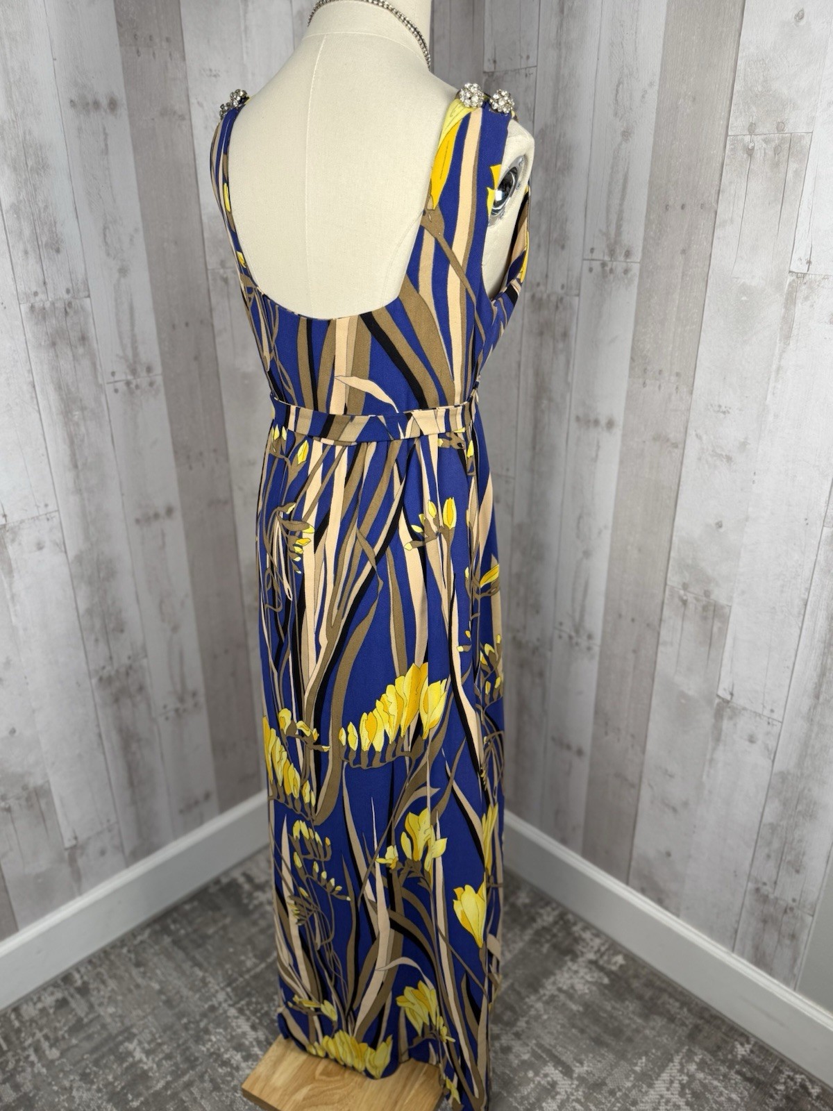 Vintage 1960s Designer Evening Gown Floral Cocktail Dress Rhinestones – Small/2