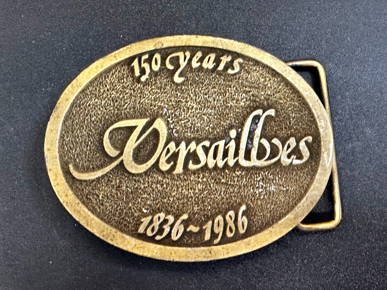 Versailles, Illinois sesquicentennial 150 Years 1836-1986 CD Hit Belt Buckle