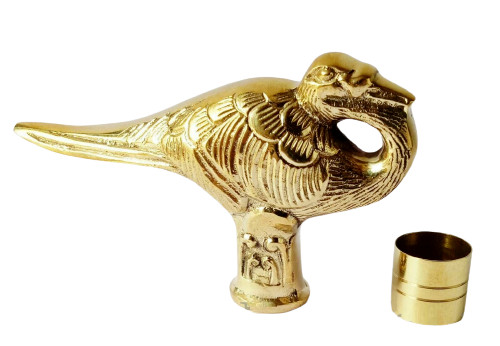 Collectable Handmade Solid Brass Bird Designer walking stick Handle