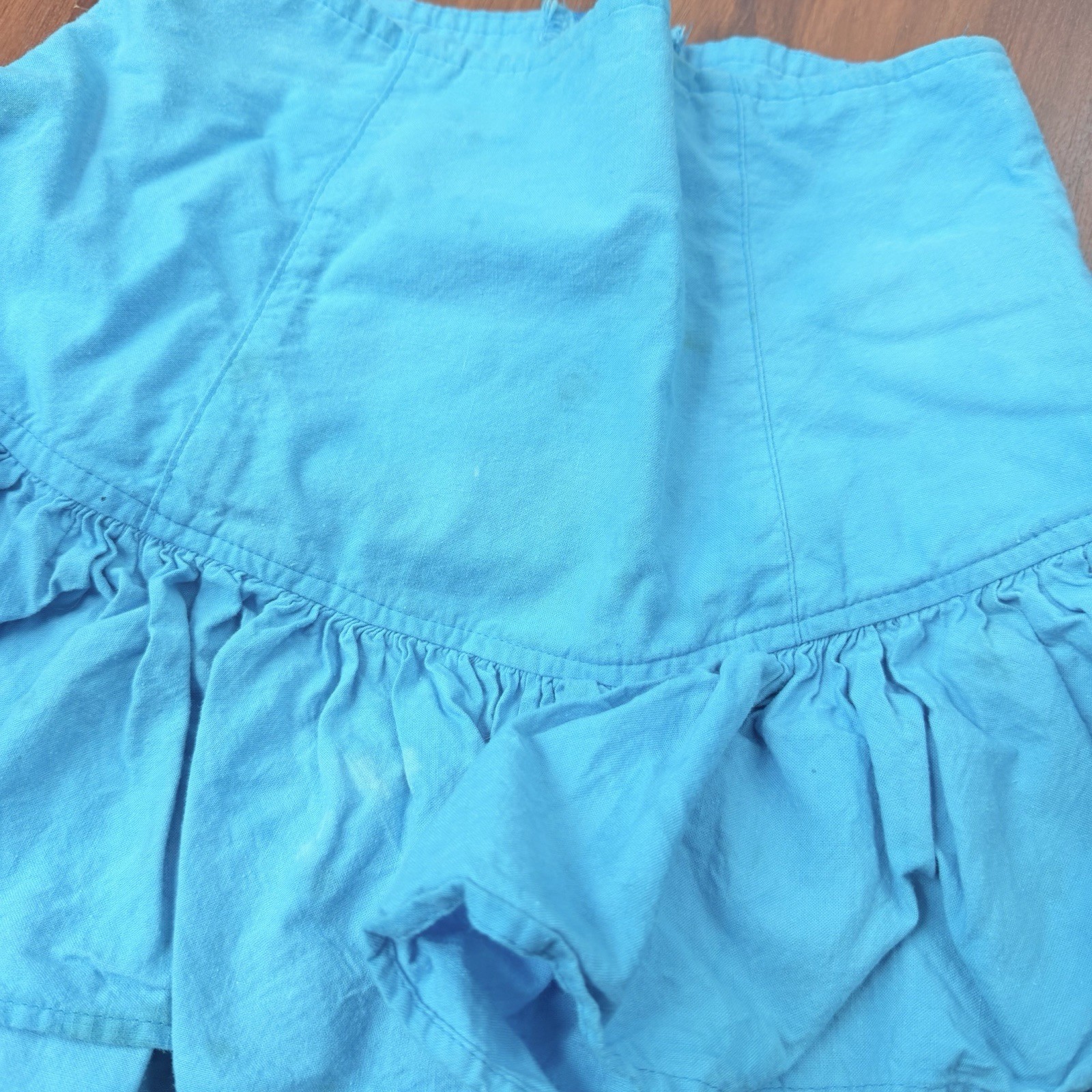 Vintage 80’s Tiered Ruffle Mini Skirt Turquoise Blue 7 Women’s