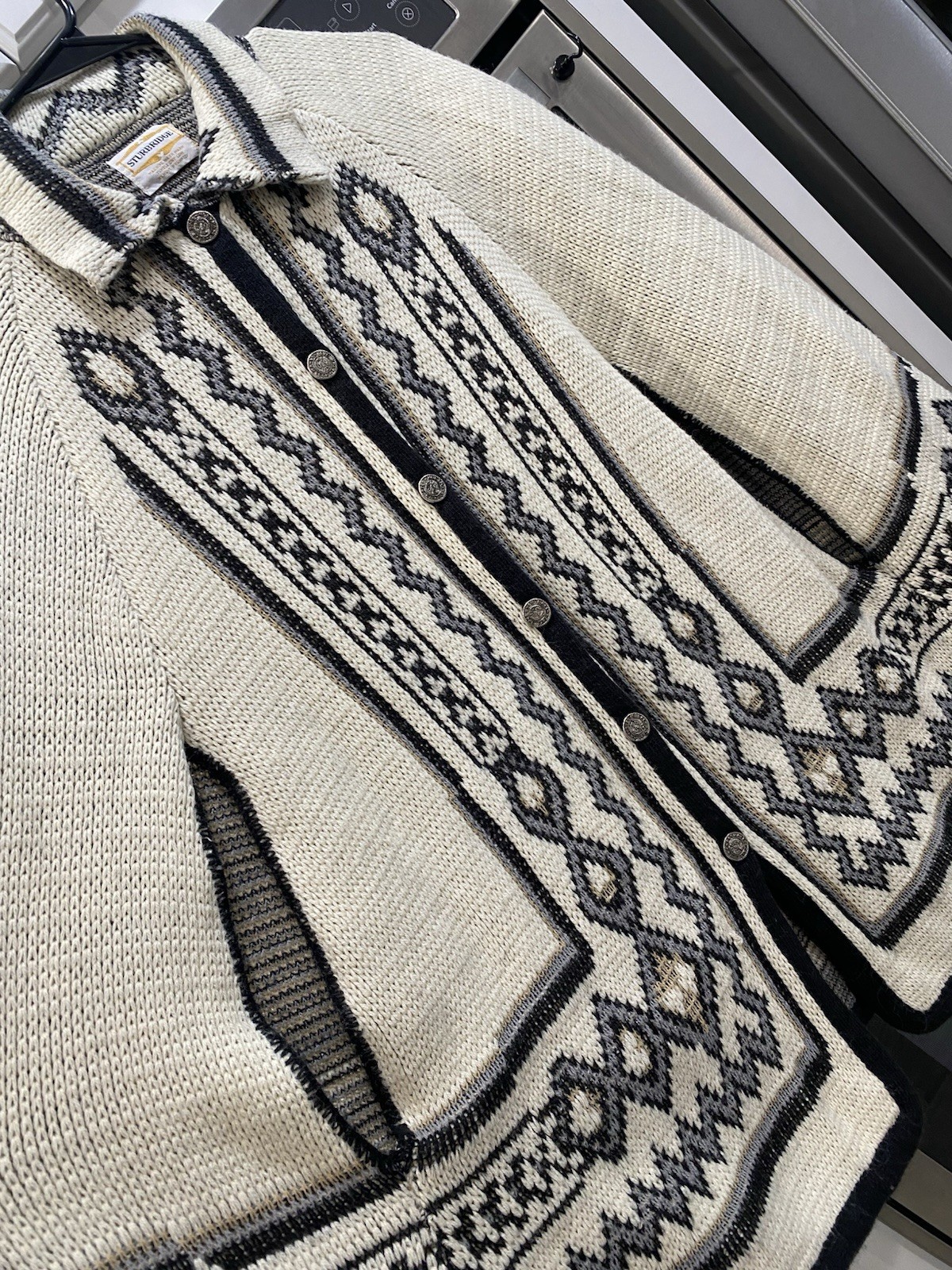 Vintage Sturbridge Patterned Poncho StyleCardigan