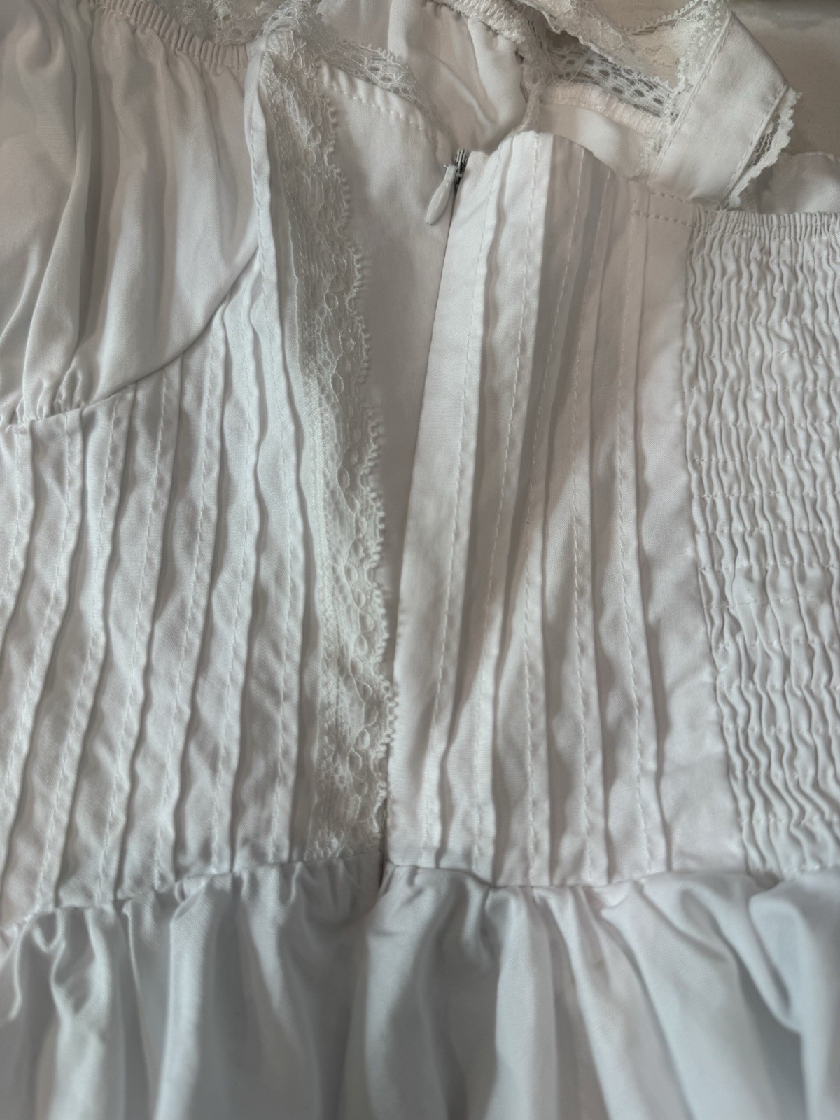 White lace corset style mini dress cottage core ￼