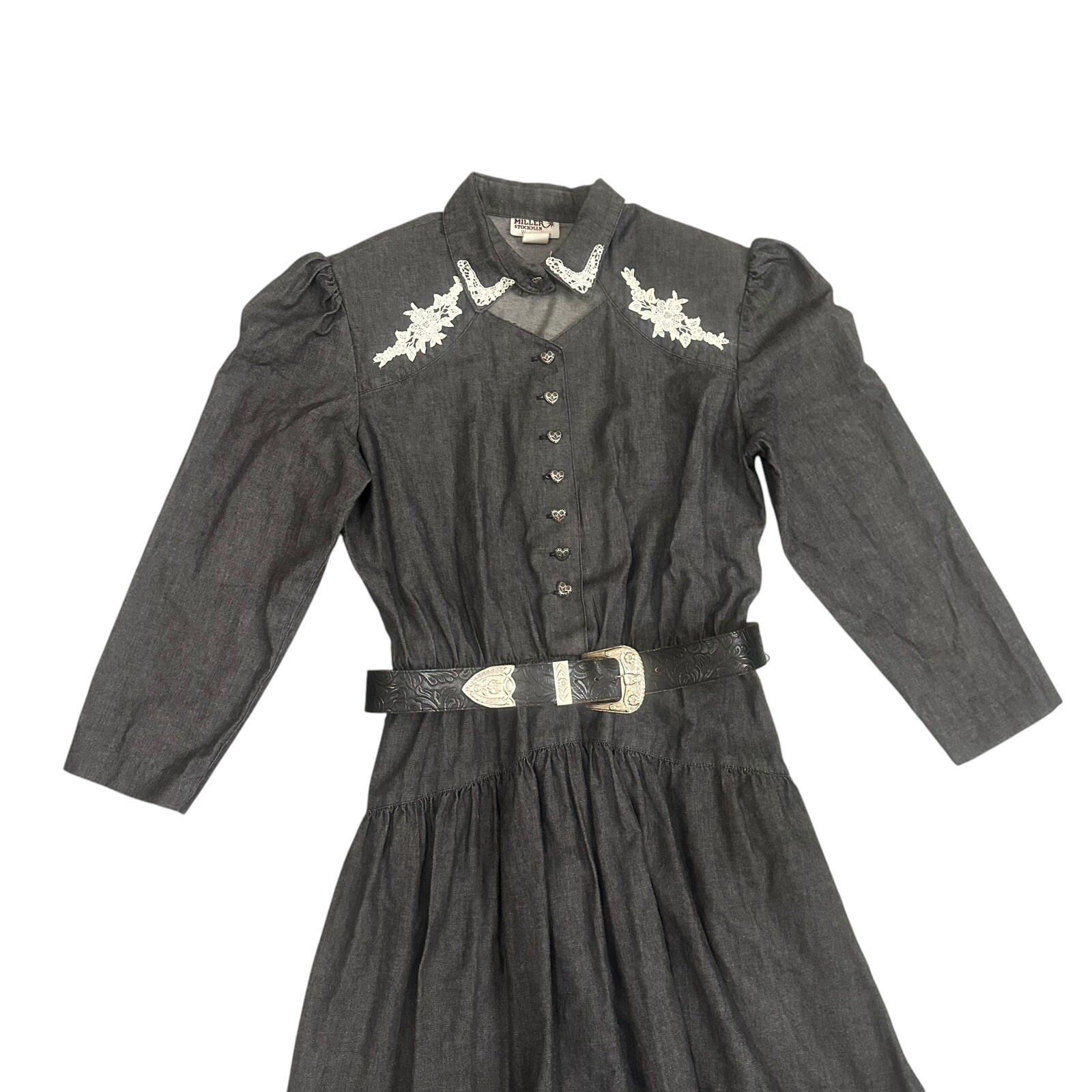 Vintage Miller Stockman Maxi Dress Western Lace Women’s 13/14 Made In USA