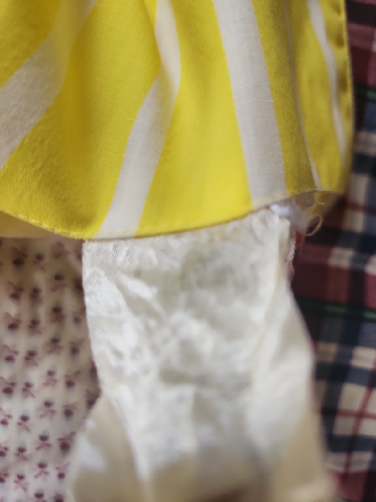 Vintage 1960s Carol Brent Yellow White Stripes Sleeveless Dress