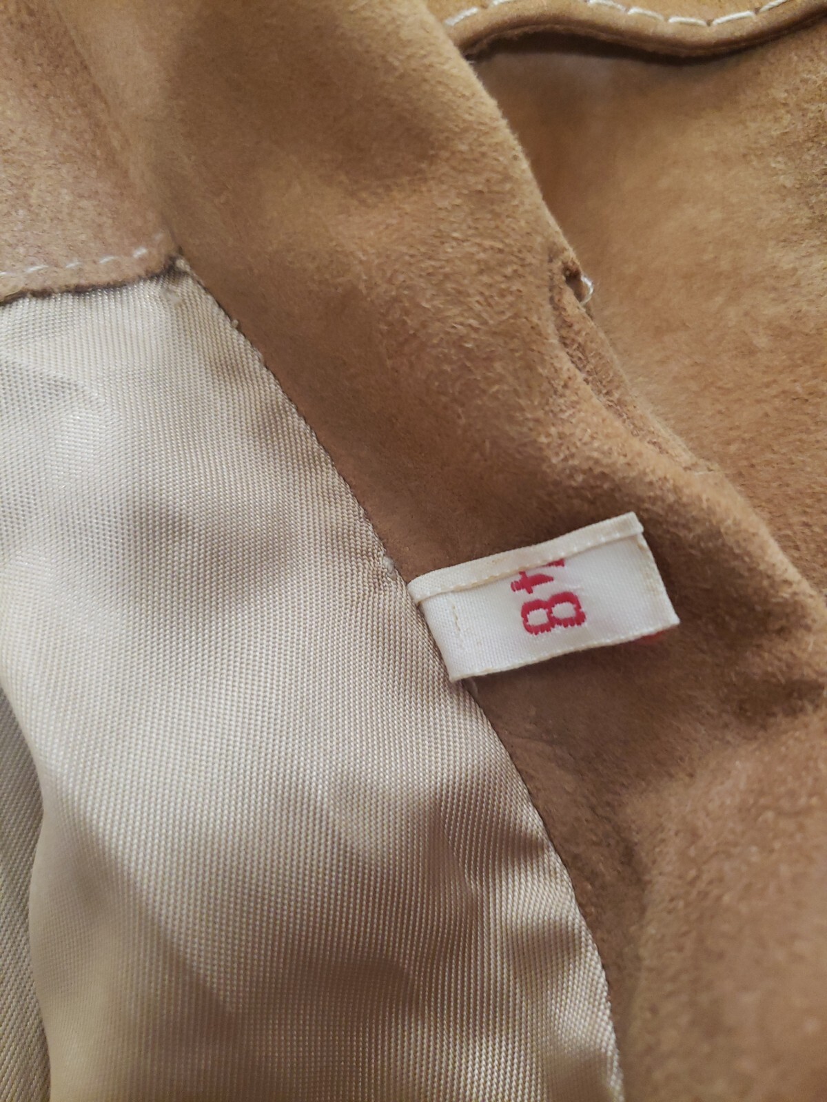 Vtg MATTERHORN INTERNATIONAL Suede Leather Coat Jacket Tan Camel size 48 Isreal