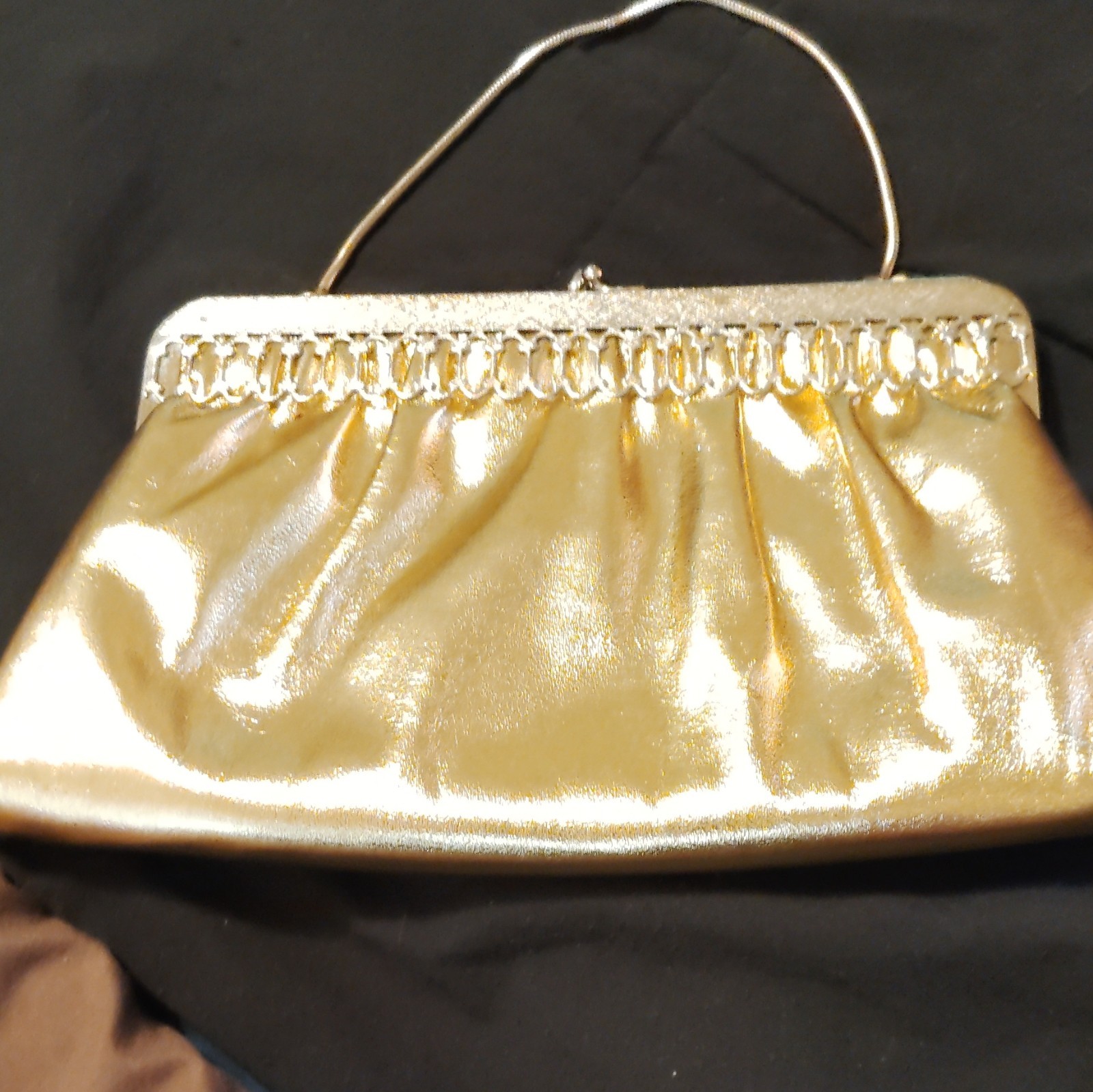HL Gold Vintage Evening Bag Handbag Clasp Purse Eveningwear Special Occasion USA