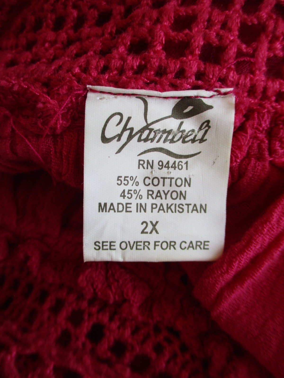 Vintage Chambeli Coral Cotton Blend Dress Boho Caftan Size 2X Crochet Trim
