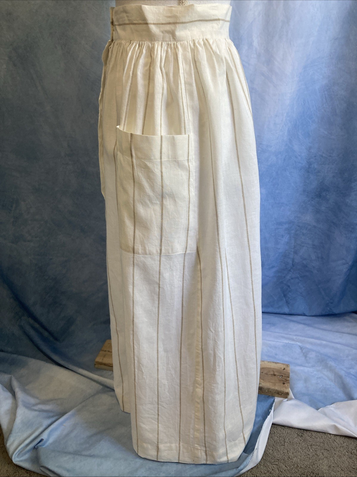 Vtg 80s 90s Andrew Harvey Cotton Linen Pinstripe Ankle Skirt Size 10 Pockets GUC