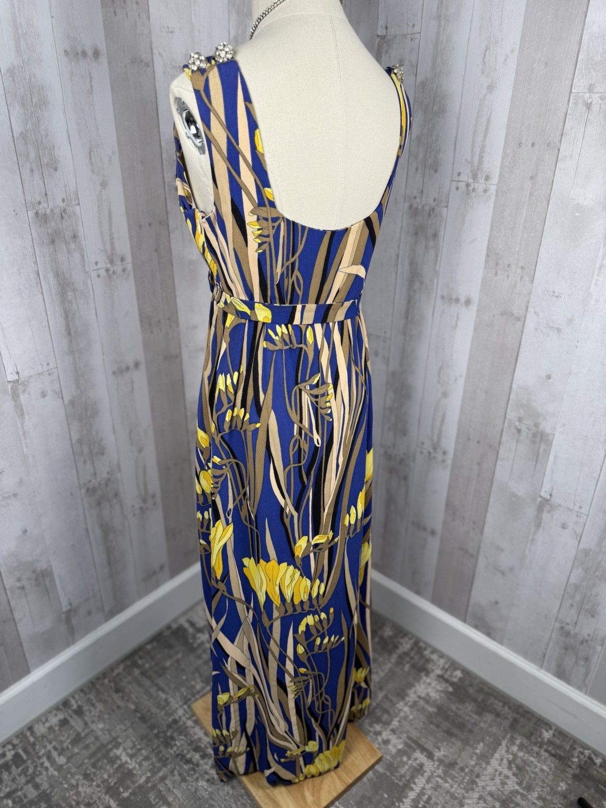 Vintage 1960s Designer Evening Gown Floral Cocktail Dress Rhinestones – Small/2