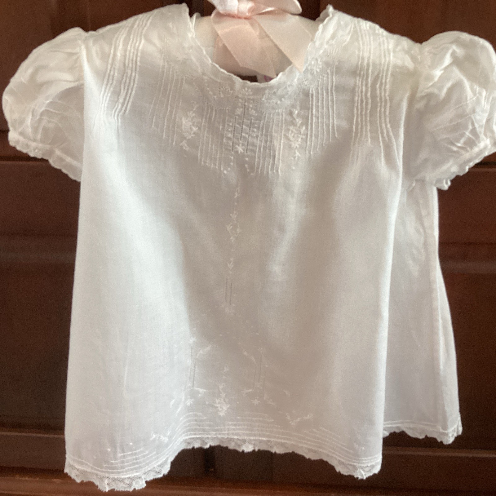 Vintage Embroidered White Cotton Baby Dress Slip Pintuck Philippines
