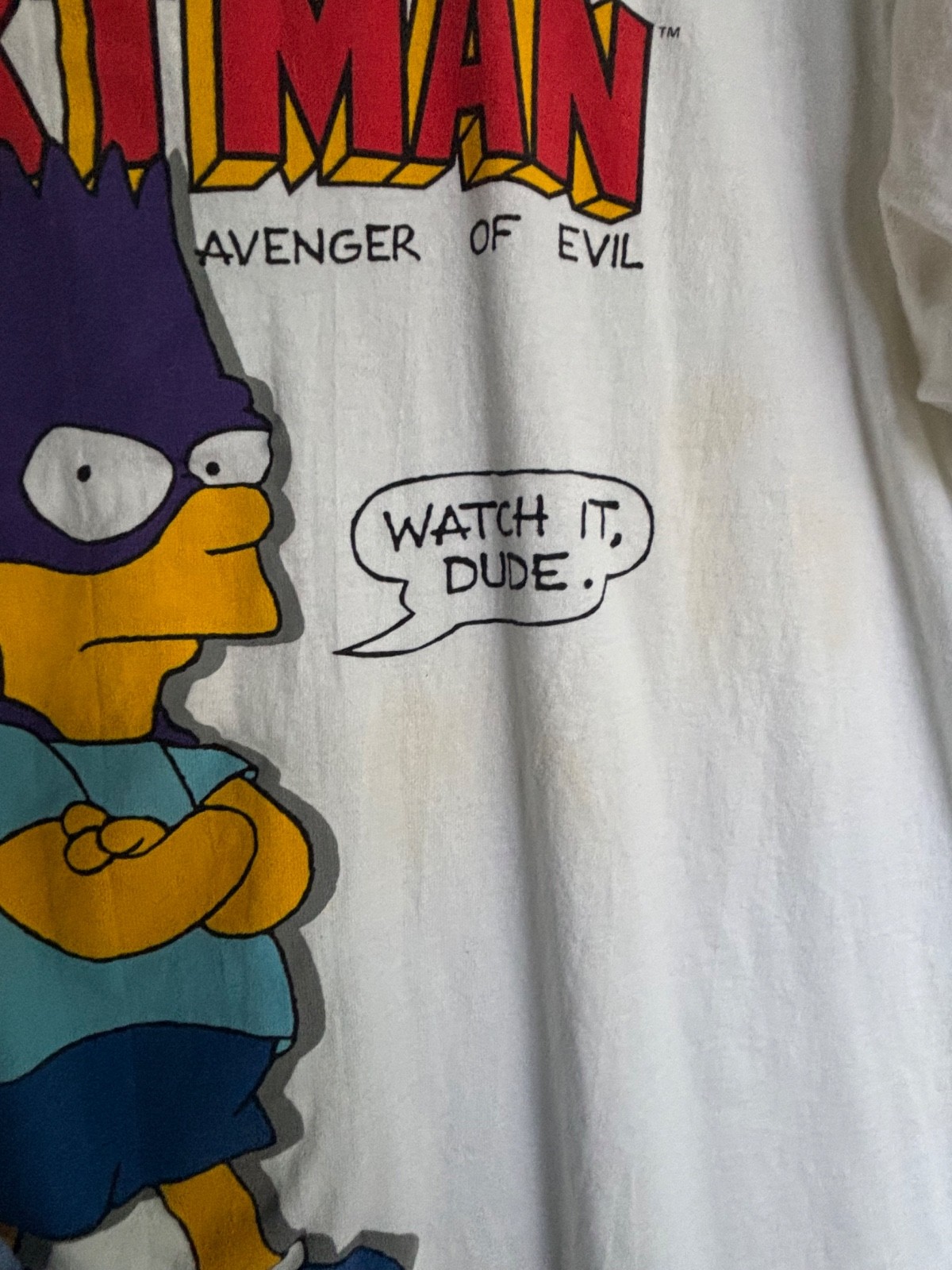 Vintage 1989 Bartman Simpsons Avenger of Evil Single Stitch T-Shirt Size Medium