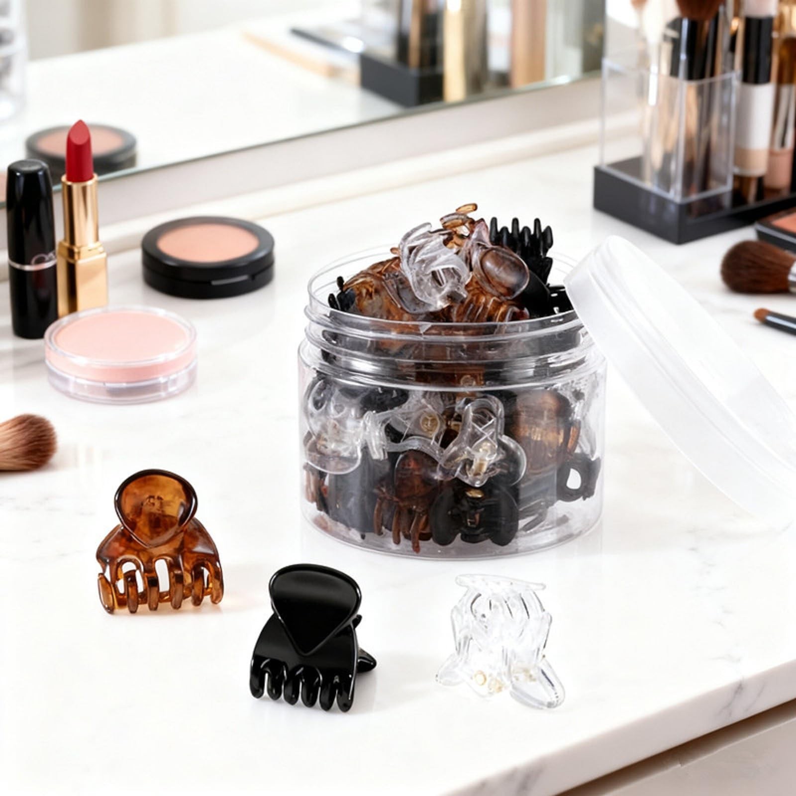 Bestac Multifunctional Mini Claw Clips, 36-Piece Set for Black+Clear+Brown