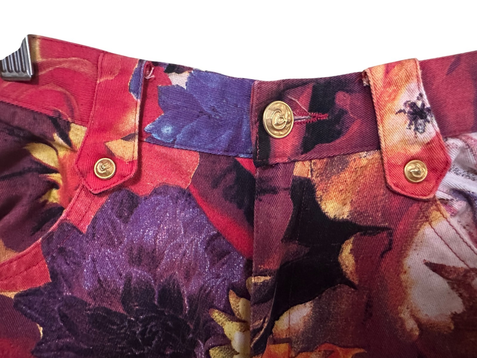 Christian Lacroix Floral Denim Pants 90s Vintage High Waisted EU 38 Rare
