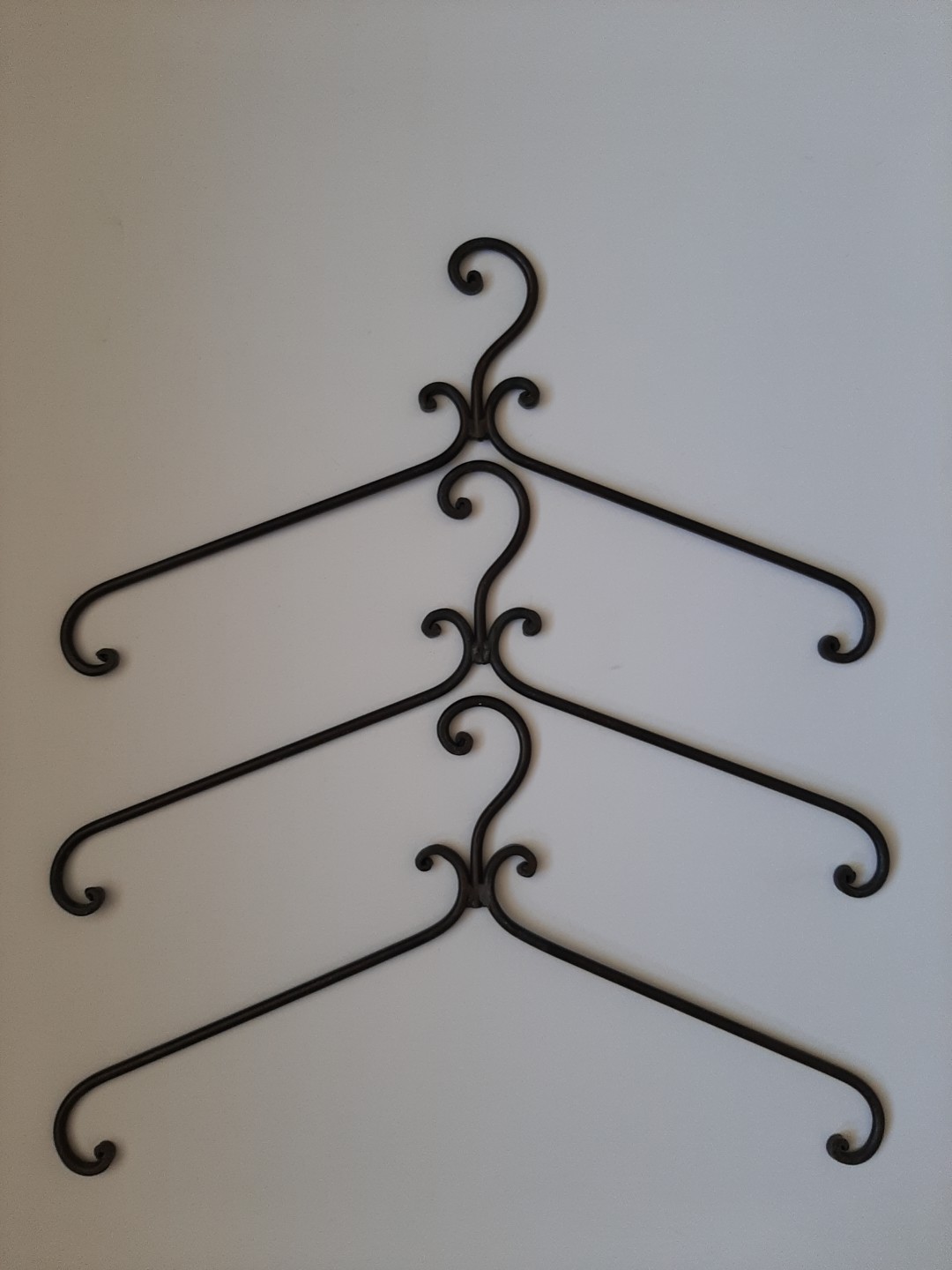 Lot of 3 Cast Iron Clothing Hangers Clothes Decorative Fancy Store Displays