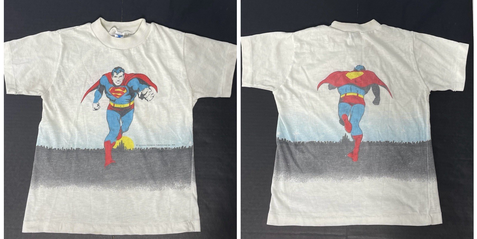 Vintage RARE 1975 Superman 2 Sided Toddler Kids Shirt Size 14- Made In USA