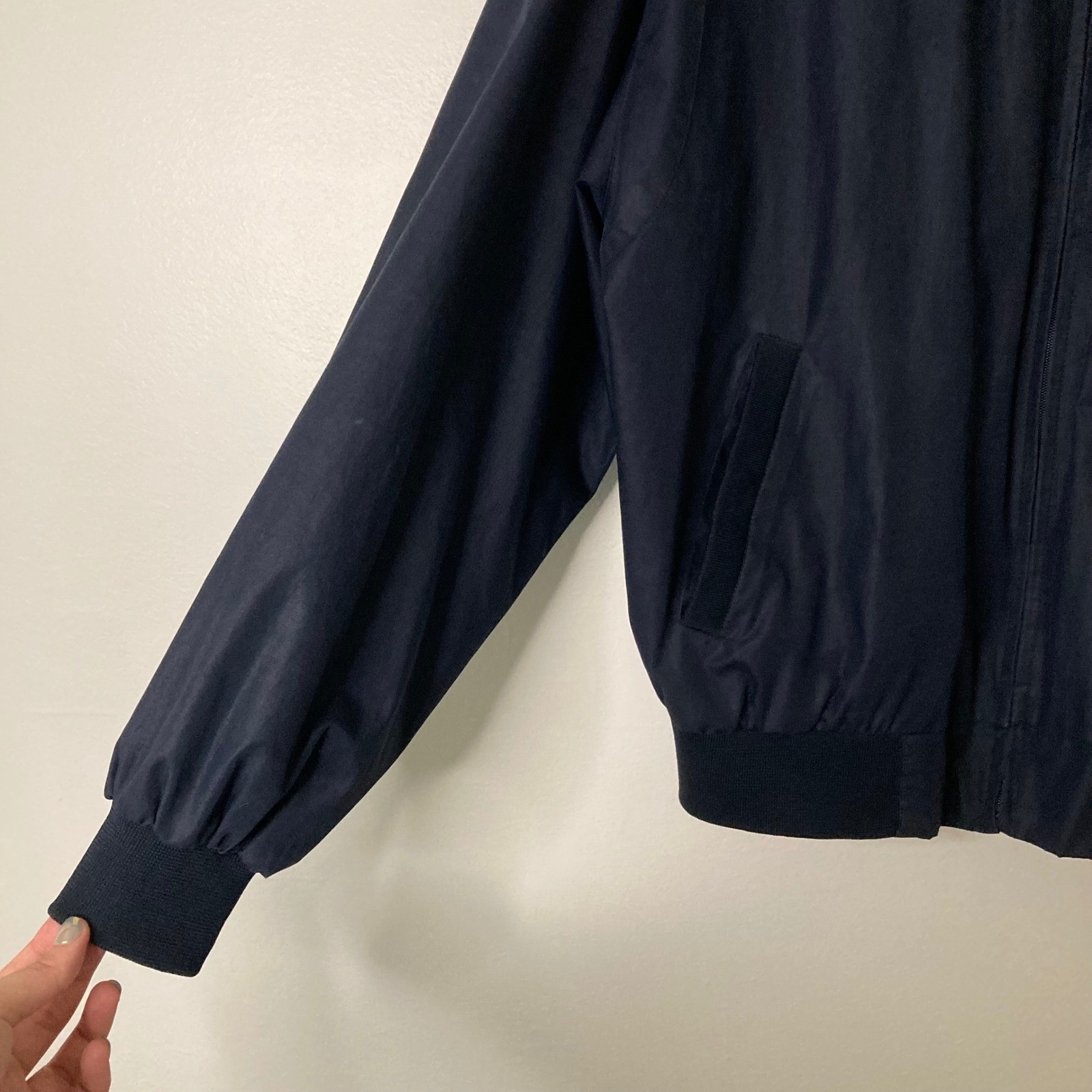 Vintage World Travel Club Cafe Racer Bomber Jacket Navy Blue Men’s Large