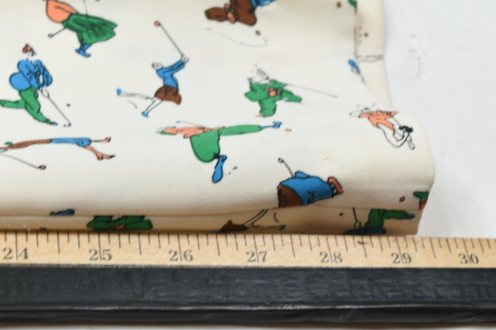 Vintage Jenns Novelty Golf Print Pants Womens 6? Cream All Over Cartoon Golfer