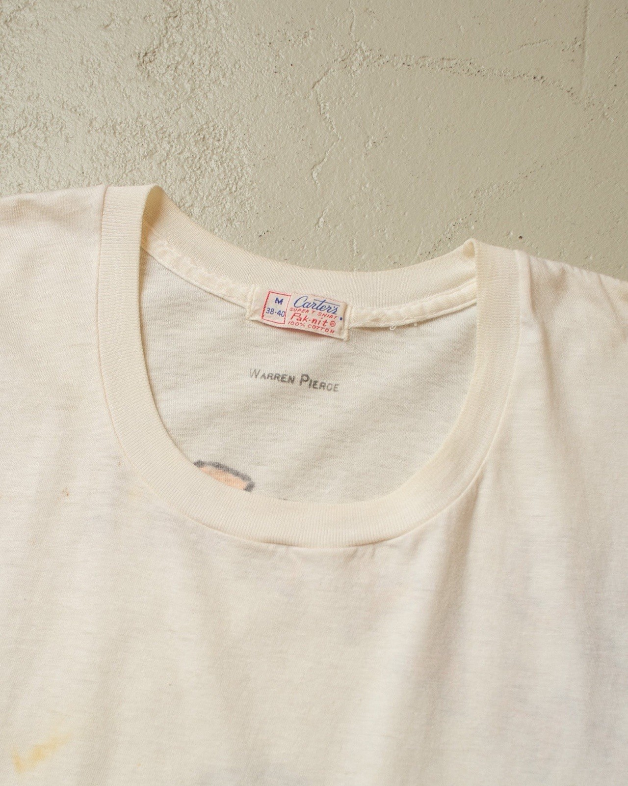 1950s/60s Handpainted Unworn Thayer Fraternity T Shirt White Vintage Americana M