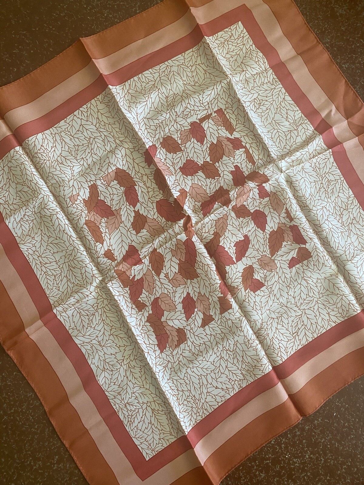 Vintage Rain Scarf 100% Acetate Leaf Pattern Made In Japan 25” Water Repel Scarf