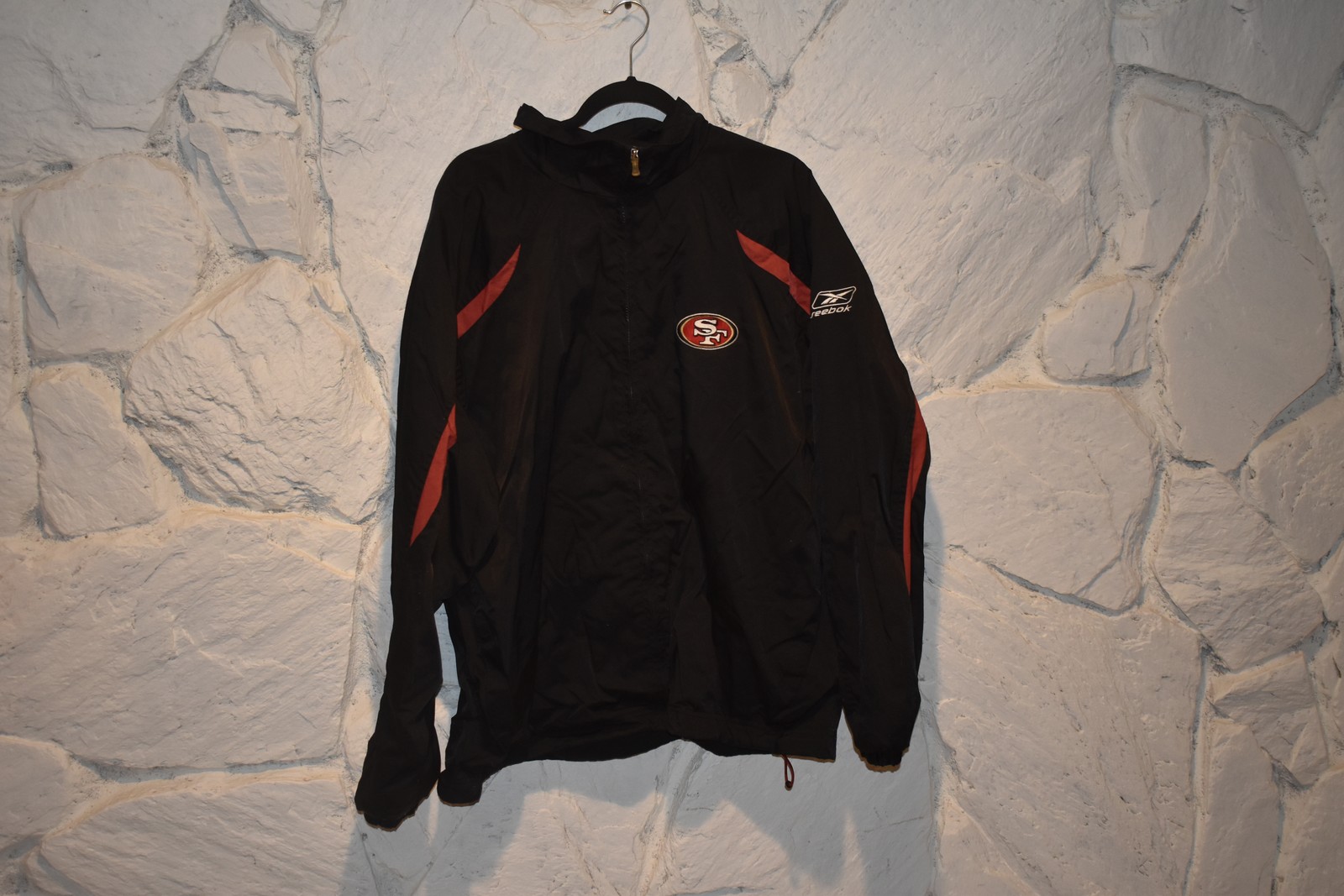 SAN FRANCISCO 49ERS REEBOK VTG ON FIELD ZIP UP WINDBREAKER /JACKET XL (PXO71)
