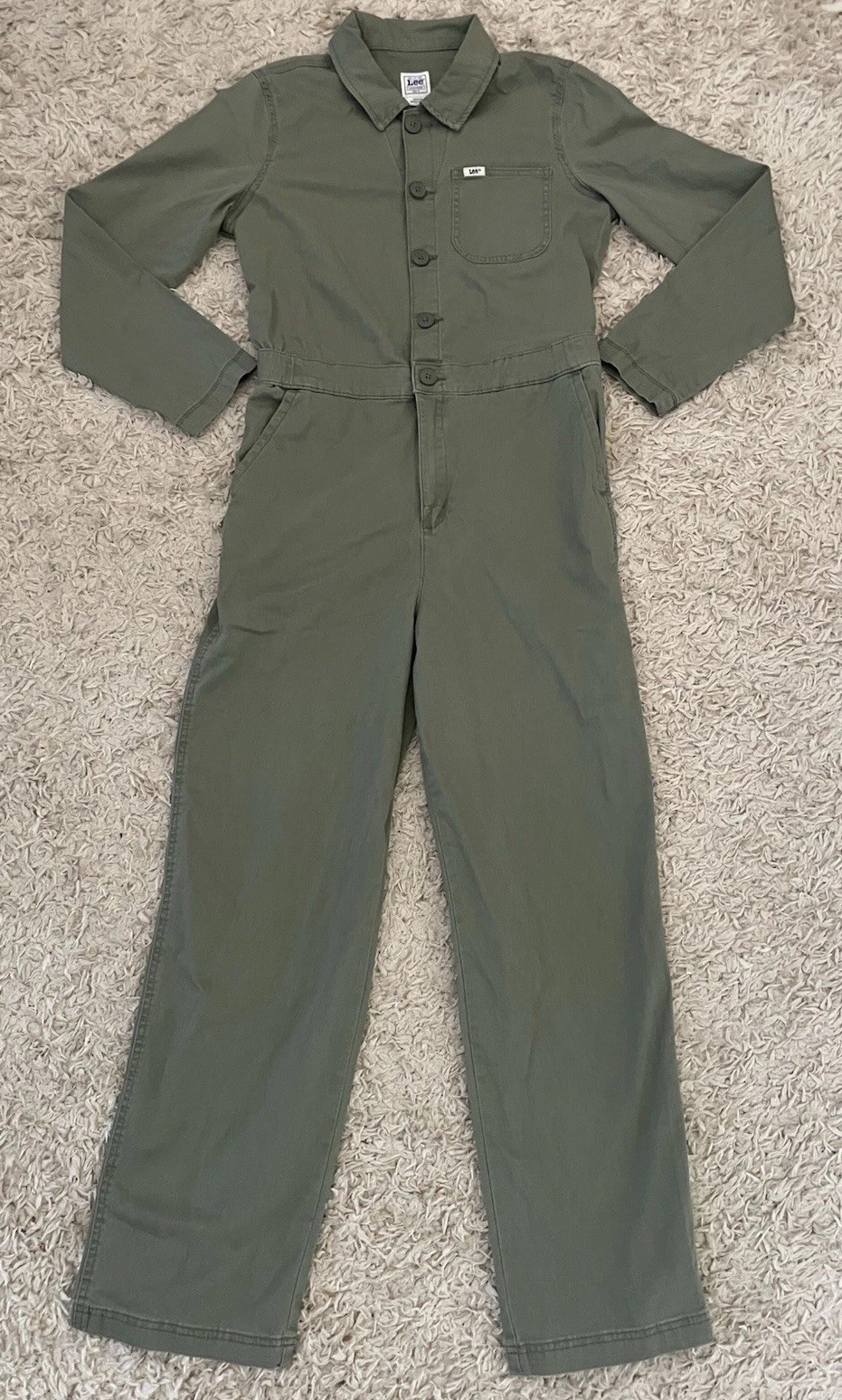 Vintage H.D. Lee Workwear Coveralls Rare Style Army Green Long Sleeves Size S