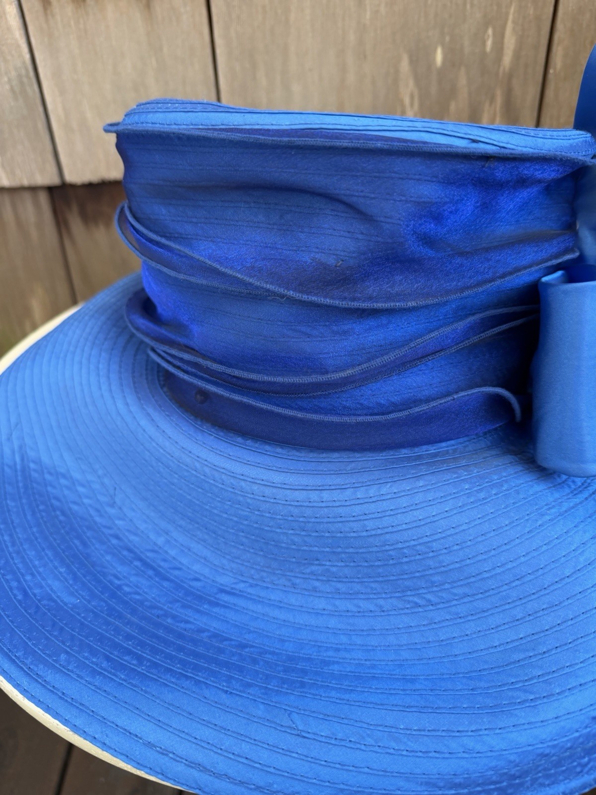 Vintage Oversized Brim Church Hat Bright Blue Sz 22.5”