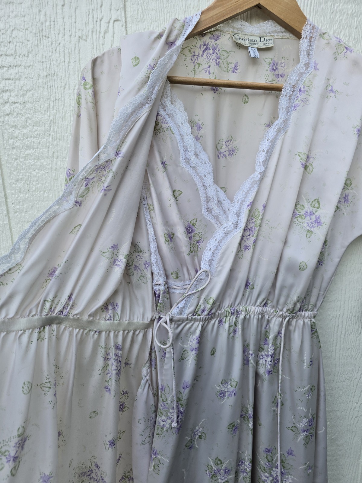 Vintage 70s/80s Christian Dior Lingerie Peignoir Set Union Made Saks ILGWU S