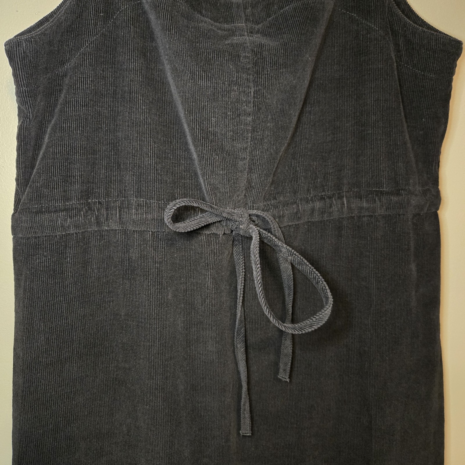 Vintage 1990s Harvé Benard Black Corduroy Slip Dress | Bernard Holtzman Tie Back