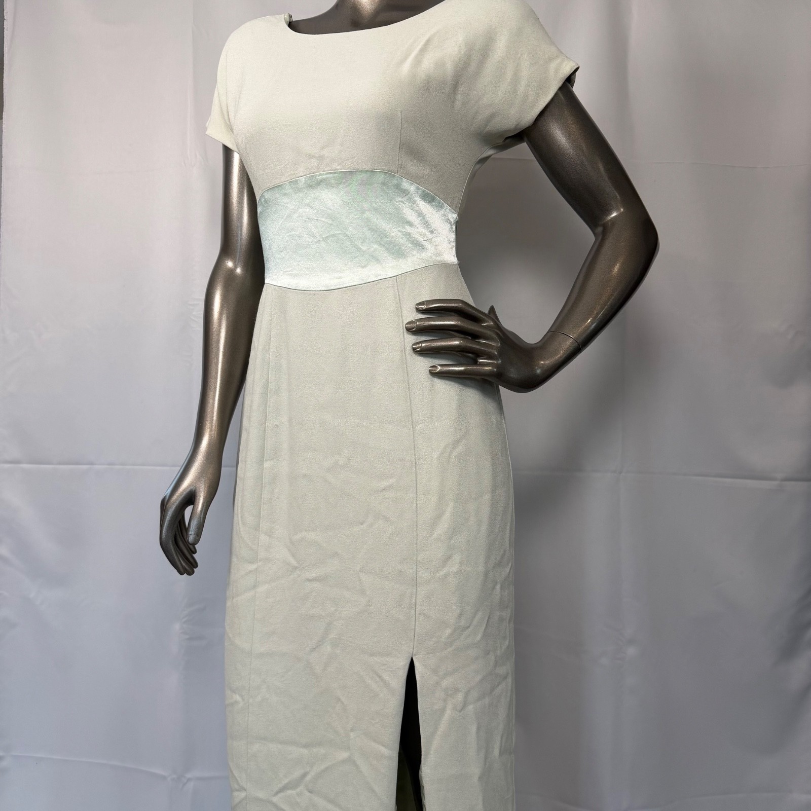 Caren Design Co Mint Green Rayon Formal Maxi Dress Size 4 Empire Waist Satin