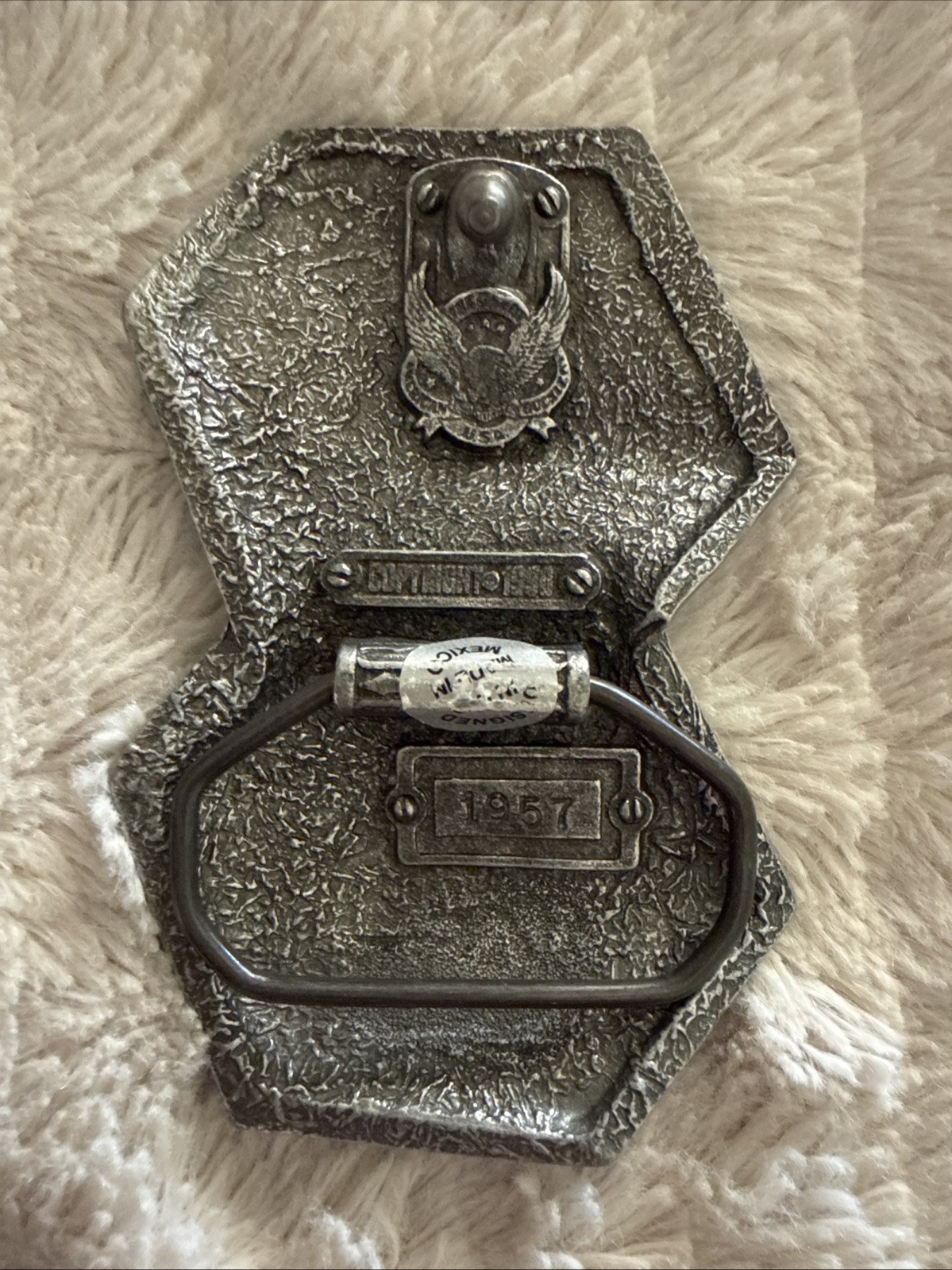 DICE Great American Products Pure Pewter Belt Buckle Red Glitter #1957