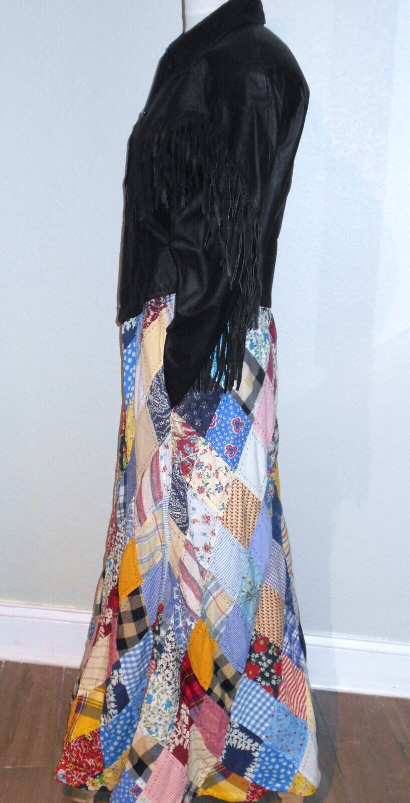 Vtg 80s INTERNATIONAL RINZI Black Leather Fringe Western Glam Rock Jacket~L