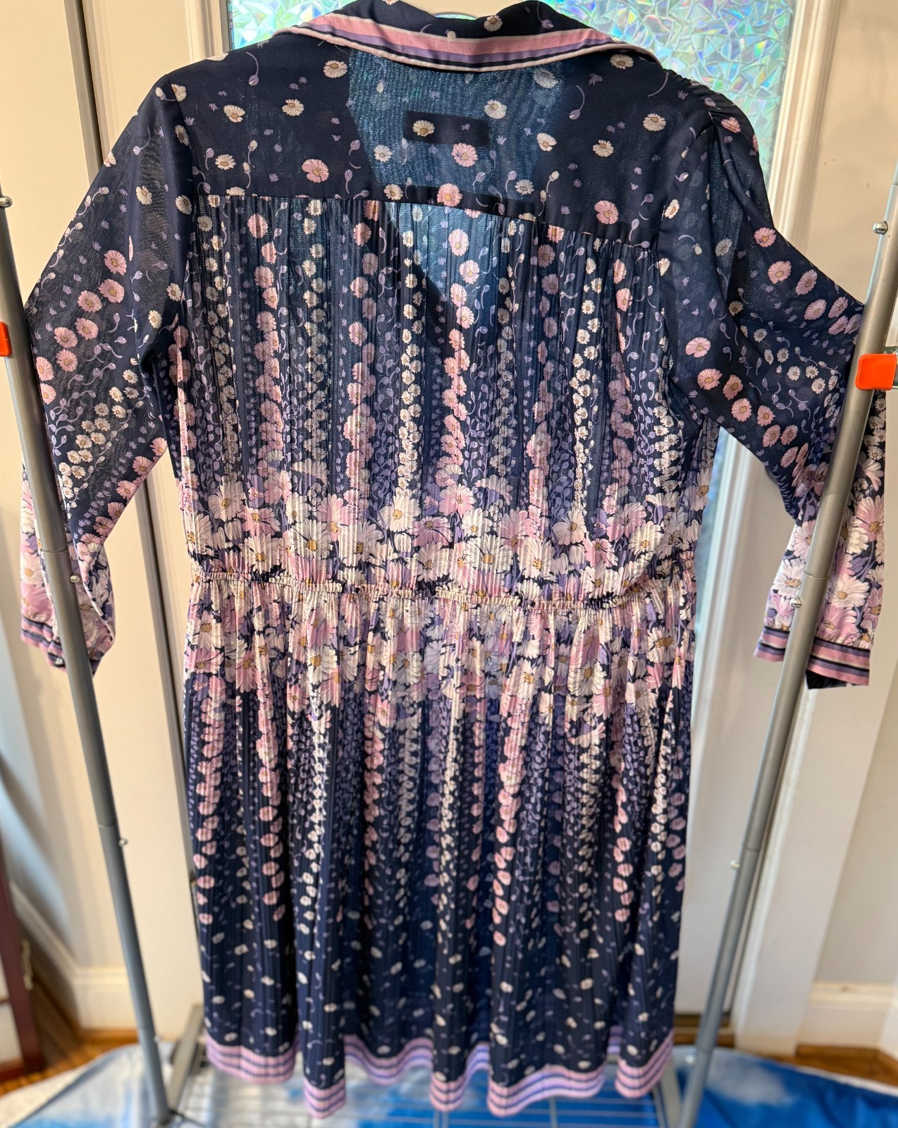 Vintage Hal Ferman Blue & Lavender Floral Secretary Dress Sz 14