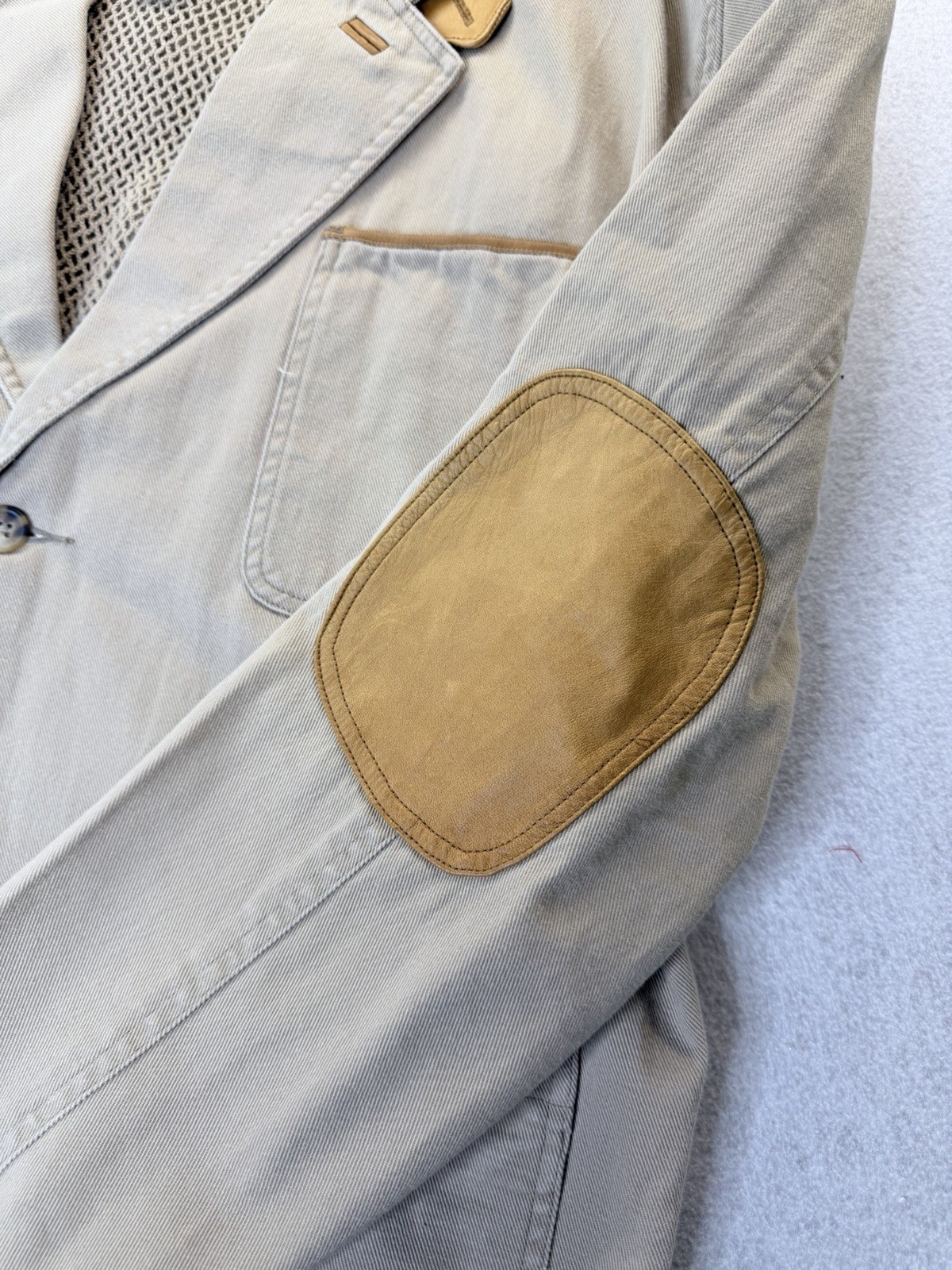 Vintage Orvis Jacket Tan Safari Zambezi Field Leather Elbow Patch Hunt Men’s LRG