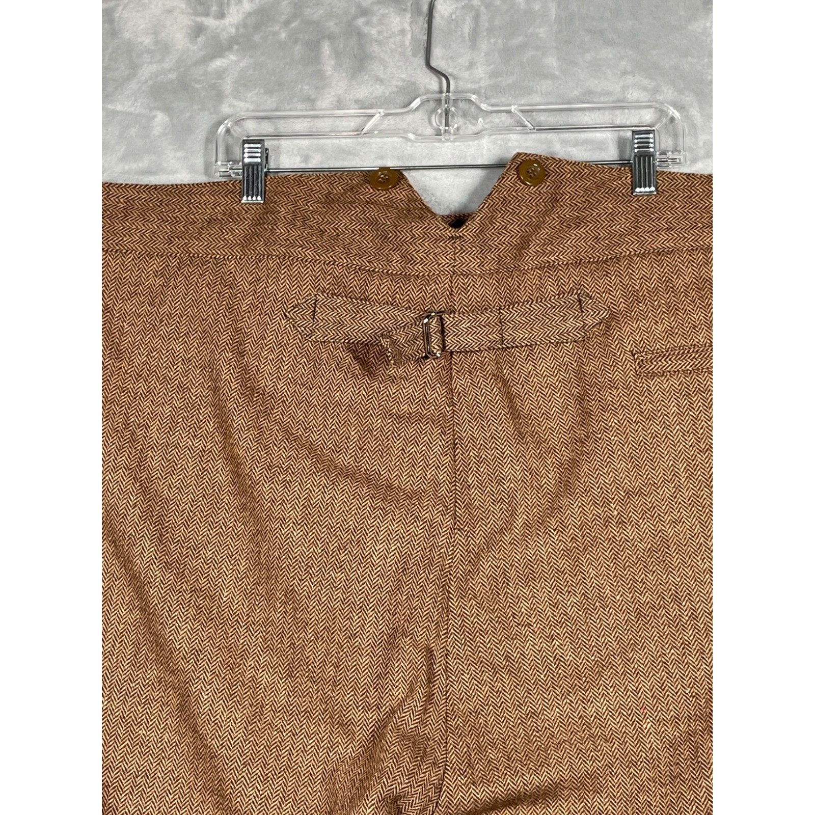 Historical Emporium Mens Brown Herringbone Tweed Trousers Cinch Back Size 48
