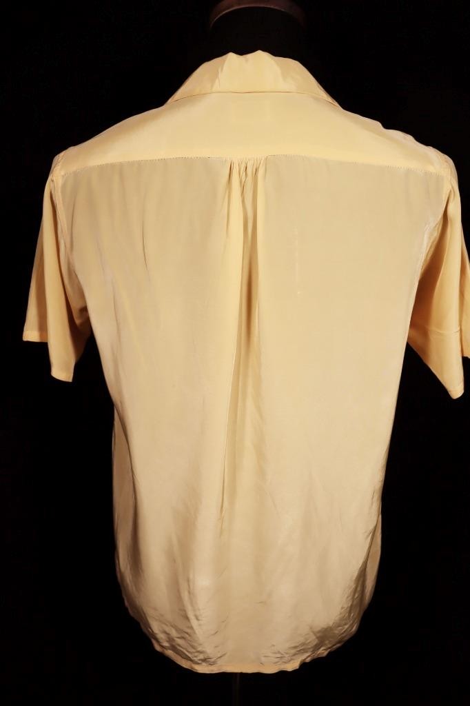 Vintage Late 1930’s Silky Yellow Rayon Shirt Size Small Fair Condition