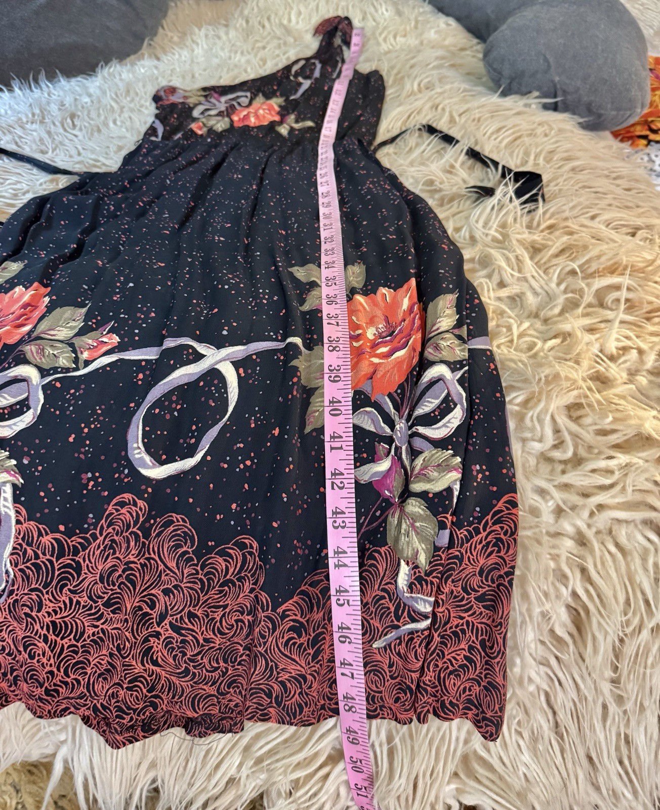 Vtg One Shoulder Blouson Dress 70s Studio 54 Disco Slit Floral S XS