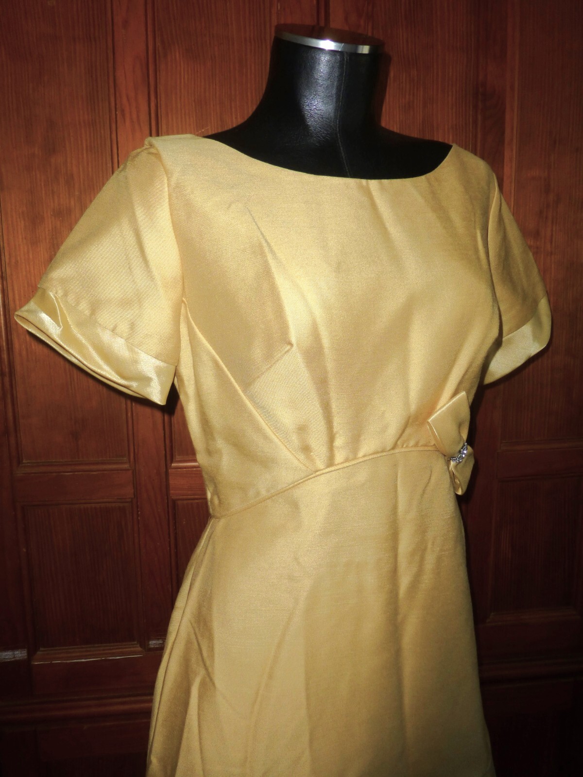 NOS Vtg 60s EMMA DOMB Yellow Regency Wedding Evening Party Maxi DRESS NEW!
