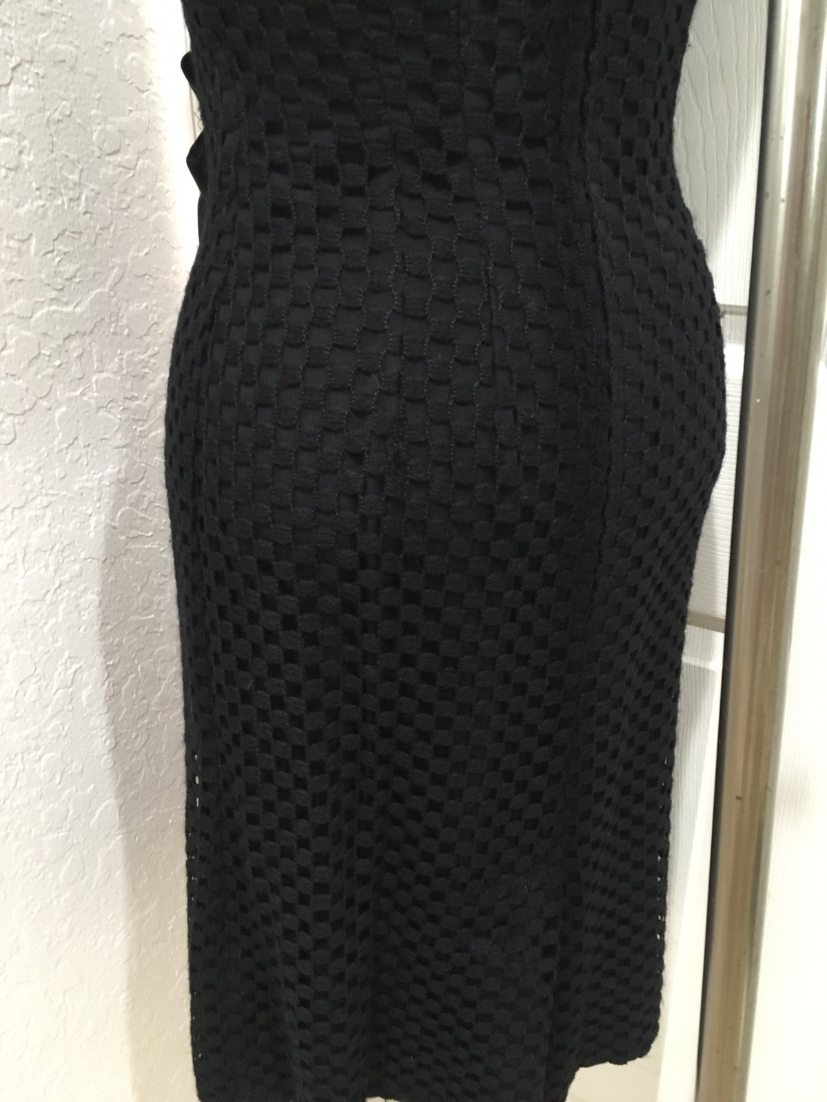 Vintage 1950’s Greta Plattry Original Black Cotton Knit Dress Medium Women’s